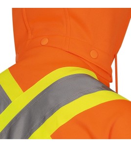 Women's orange Pioneer fleece hoodie made of high-visibility polyester, sold individually