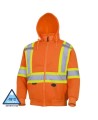 Men's orange Pioneer fleece hoodie made of 10.5 oz high-visibility polyester, sold individually