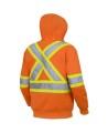 Men's orange Pioneer fleece hoodie made of 10.5 oz high-visibility polyester, sold individually