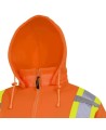 Men's orange Pioneer fleece hoodie made of 10.5 oz high-visibility polyester, sold individually