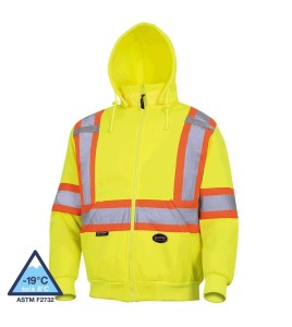 Kangourou Pioneer en polaire jaune 10.5 oz fait de polyester haute visibilité pour homme, vendu à l’unité