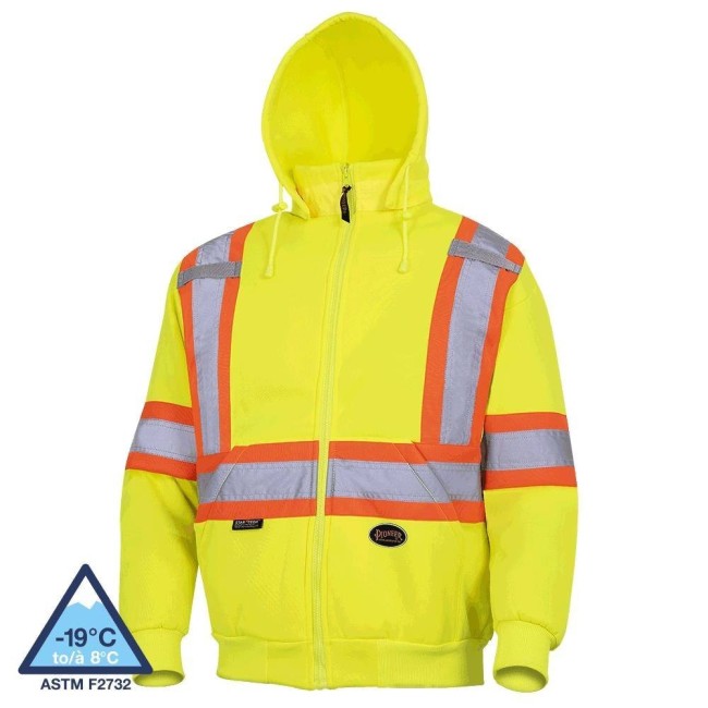 Kangourou Pioneer en polaire jaune 10.5 oz fait de polyester haute visibilité pour homme, vendu à l’unité