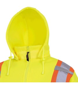 Men's orange Pioneer fleece hoodie 10.5 oz made of high-visibility polyester, sold individually