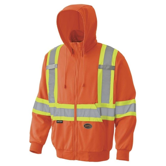 Kangourou Pioneer en polaire orange fait de polyester 7 oz haute visibilité pour homme, vendu à l’unité