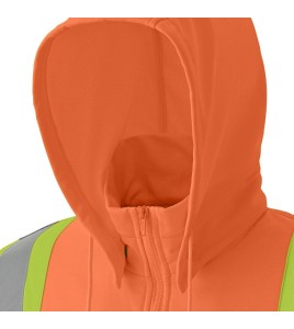 Men's orange Pioneer fleece hoodie made of high-visibility polyester 10.5 oz, sold individually