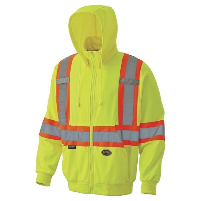 Kangourou Pioneer en polaire de polyester jaune 7 oz  haute-visibilité pour homme, vendu à l’unité