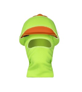 Hi-viz yellow acrylic knit balaclava designed for safety helmets to keep head, face and neck warm, sold individually