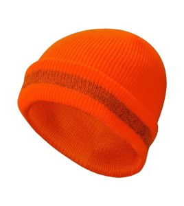 Tuque d’hiver orange haute visibilité, 100% acrylique, taille unique, vendu à l’unité