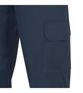 Pioneer FR-tech Model 7764, Arc 2 rated, 7 oz. navy blue flame-retardant cargo pants with high-visibility stripes, various sizes