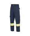 Pioneer FR-tech Model 7764, Arc 2 rated, 7 oz. navy blue flame-retardant cargo pants with high-visibility stripes, various sizes