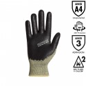 Woven gloves in flame-retardant fiber, ARC2 arc-resistant, neoprene-coated palm, made in Canada, sold by the pair