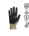 Woven gloves in flame-retardant fiber, ARC2 arc-resistant, neoprene-coated palm, made in Canada, sold by the pair