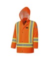 Waterproof, flame-retardant, high-visibility orange safety coat, model 5892 Pioneer Flame-Gard, sizes XS to 7 XL