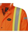 Waterproof, flame-retardant, high-visibility orange safety coat, model 5892 Pioneer Flame-Gard, sizes XS to 7 XL