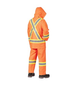 Waterproof, flame-retardant, high-visibility orange safety coat, model 5892 Pioneer Flame-Gard, sizes XS to 7 XL