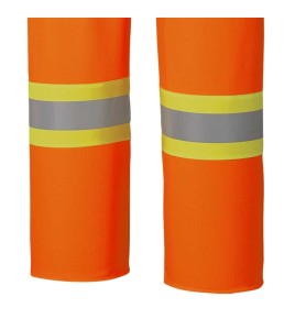 Waterproof, flame-retardant, high-visibility orange safety bib pant, model 5893 Pioneer Flame-Gard, sizes XS to 7 XL