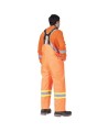 Waterproof, flame-retardant, high-visibility orange safety bib pant, model 5893 Pioneer Flame-Gard, sizes XS to 7 XL