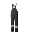 Waterproof, flame-retardant, black low-visibility safety bib pant, model 5895BK Pioneer Flame-Gard, sizes XS to 4 XL