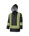 Waterproof, flame-retardant, black low-visibility safety coat, model 5894BK Pioneer Flame-Gard, sizes XS to 4 XL