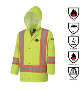 Windbreaker high visibility road traffic controller raincoats. Sylprotec