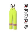 Waterproof, flame-retardant, high-visibility yellow safety bib pant, model 5895 Pioneer Flame-Gard, sizes XS to 4XL