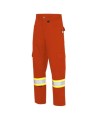 Pioneer FR-tech 7 oz, Arc 2 rated, Model 7765, orange flame-retardant cargo pants with high-visibility stripes, various sizes