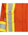 Safety shirt, orange Hi-vis, FR-TECH 7 oz fireproof, size small to 4XL, Pioneer V2540460, model 7743, sold by unit