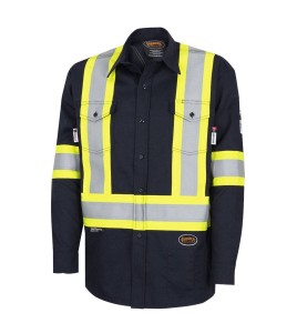 Safety shirt, navy blue, FR-TECH 7 oz fireproof, size small to 4XL, Pioneer V2541440, model 7742SF, sold by unit