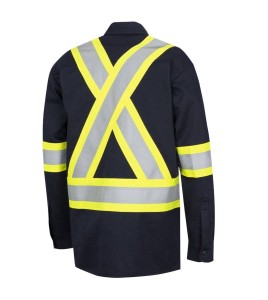 Safety shirt, navy blue, FR-TECH 7 oz fireproof, size small to 4XL, Pioneer V2541440, model 7742SF, sold by unit