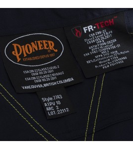 Safety shirt, navy blue, FR-TECH 7 oz fireproof, size small to 4XL, Pioneer V2541440, model 7742SF, sold by unit