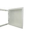 Recessed cabinet for fire hose of 75 to 100 ft and fire extinguisher of 5 or 10 lb, white