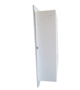 Recessed cabinet for fire hose of 75 to 100 ft and fire extinguisher of 5 or 10 lb, white