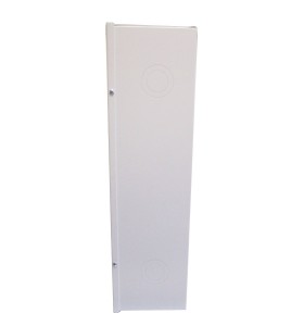 Surface-mounted cabinet for fire hose of 75 to 100 ft and fire extinguisher of 5 or 10 lbs.