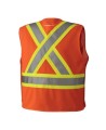 Pioneer orange high-visibility safety vest, class 2, level 2, detachable, 5 pockets, sold individually