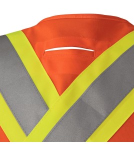 Pioneer orange high-visibility safety vest, class 2, level 2, detachable, 5 pockets, sold individually