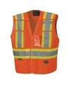 Pioneer orange high-visibility safety vest, class 2, level 2, detachable, 5 pockets, sold individually