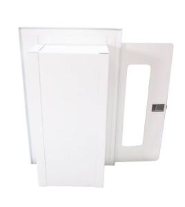 Recessed built-in cabinet for 5 lbs powder fire extinguishers, pre-painted flat white