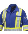 Women's 100% flame-resistant 7 oz , Pioneer 7704W royal blue safety coverall,ARC 2, with high-visibility reflective stripes