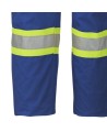 Blue 100% flame-resistant cotton safety coverall, ARC 2, with high-visibility reflective stripes