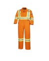 100% flame-resistant orange safety coverall, ARC 2, with high-visibility reflective stripes