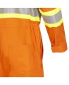 100% flame-resistant orange safety coverall, ARC 2, with high-visibility reflective stripes