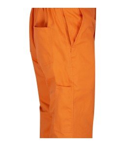 100% flame-resistant orange safety coverall, ARC 2, with high-visibility reflective stripes