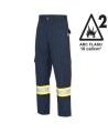 Pioneer FR-tech 7 oz, Arc 2 rated, Model 7764, navy blue flame-retardant cargo pants with high-visibility stripes, various sizes