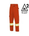 Pioneer FR-tech 7 oz, Arc 2 rated, Model 7765, orange flame-retardant cargo pants with high-visibility stripes, various sizes