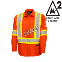 Safety shirt, orange Hi-vis, FR-TECH 7 oz fireproof, size small to 4XL, Pioneer V2540460, model 7743, sold by unit