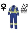 Women's 100% flame-resistant 7 oz , Pioneer 7704W royal blue safety coverall,ARC 2, with high-visibility reflective stripes