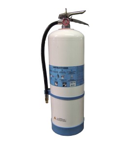 Portable fire extinguisher with demineralized water 2.5 gallons, type AC, ULC 2AC, with wall hook.