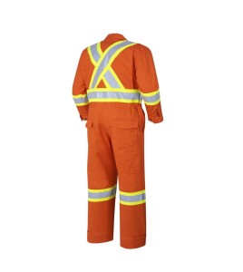 7 oz orange flame retardant coveralls, Arc Flash ARC 2, Pioneer 7705 & 7705T, hi-viz tape, leg zips