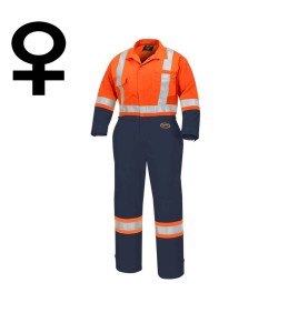 Pioneer Women's Poly/Cotton 7oz V2020450, model 5514W, 2 colors orange and navy blue coverall, XS to 2XL