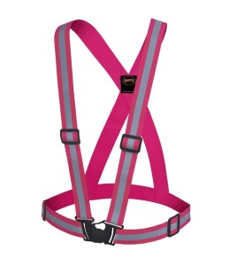 Fluorescent pink, high-visibility adjustable safety sash with 1.5 in elastic, one size fits all